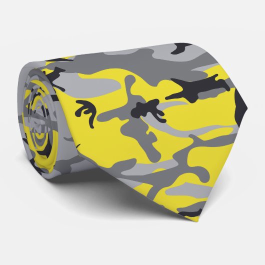 Geel en Grijs Camouflage, Militair, Leger Stropdas (Opgerold)