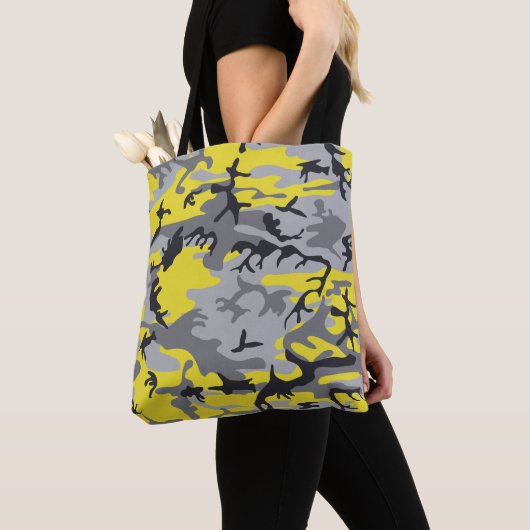 Geel en Grijs Camouflage, Militair, Leger Tote Bag (Dichtbij)