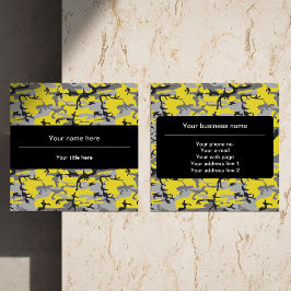 Geel en Grijs Camouflage, Militair, Leger Vierkante Visitekaartje