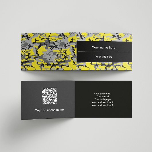 Geel en Grijs Camouflage, Militair, Leger Visitekaartje