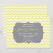 Geel en grijs Cheveron Shower Invitation Kaart (Voorkant / Achterkant)