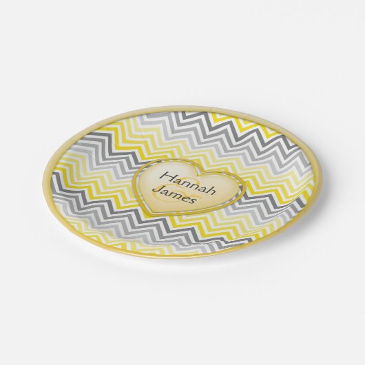 Geel en grijs Chevron Aangepast Bord voor kunstpap (Gekanteld)