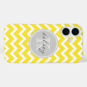 Geel en grijs Chevron Aangepast monogram Case-Mate iPhone Case (Achterkant (horizontaal))