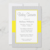 Geel en grijs Chevron Baby Shower Invitaties Kaart (Voorkant)