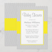 Geel en grijs Chevron Baby Shower Invitaties Kaart (Voorkant / Achterkant)