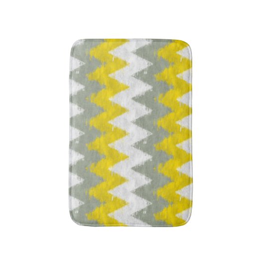 Geel en grijs Chevron Badmat (Voorkant Verticaal)