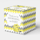 Geel en grijs Chevron Elephant Baby shower Bedankdoosjes (Achterkant)