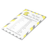Geel en grijs Chevron Elephant Baby shower Game 2 Notitieblok (Schuin)