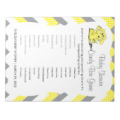 Geel en grijs Chevron Elephant Baby shower Game 2 Notitieblok (Voorkant)