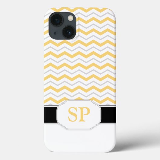 Geel en grijs Chevron Monogram iPad 2/3/4 Hoesje (Achterkant)
