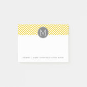 Geel en grijs Chevron Patroon met monogram Post-it® Notes (Voorkant)