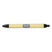 Geel en grijs Chevron Patroon met monogram Zwarte Inkt Pen (Voorkant)