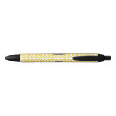 Geel en grijs Chevron Patroon met monogram Zwarte Inkt Pen (Achterkant)