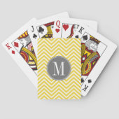 Geel en grijs Chevron Pattern Aangepast monogram Speelkaarten (Achterkant)