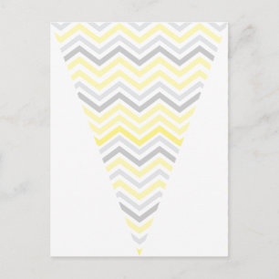 Geel en grijs Chevron Pattern Bunting Banner Briefkaart