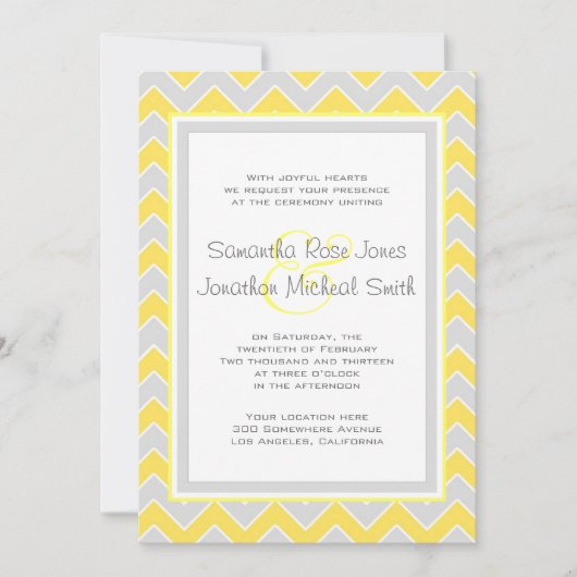 Geel en grijs Chevron Pattern Weddenschap Kaart (Voorkant)