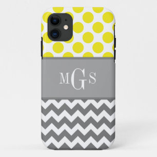 Geel en grijs, Chevron, Polka Dots iphone 5 Hoesje