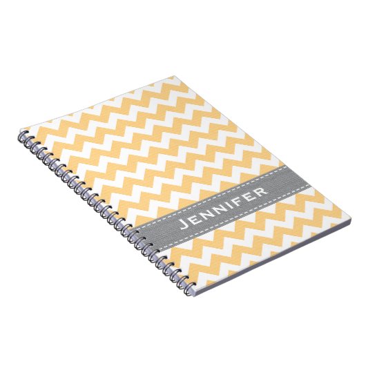 Geel en grijs Chevron Spiral Notebook Journal Notitieboek (Rechterzijde)