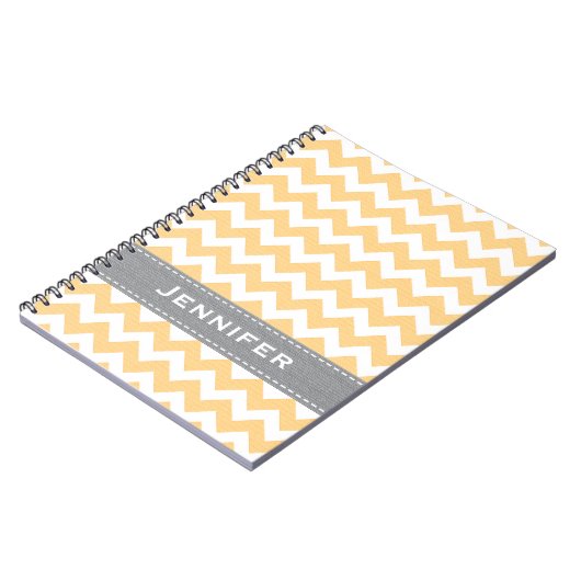 Geel en grijs Chevron Spiral Notebook Journal Notitieboek (Linkerzijde)