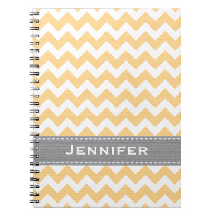 Geel en grijs Chevron Spiral Notebook Journal Notitieboek