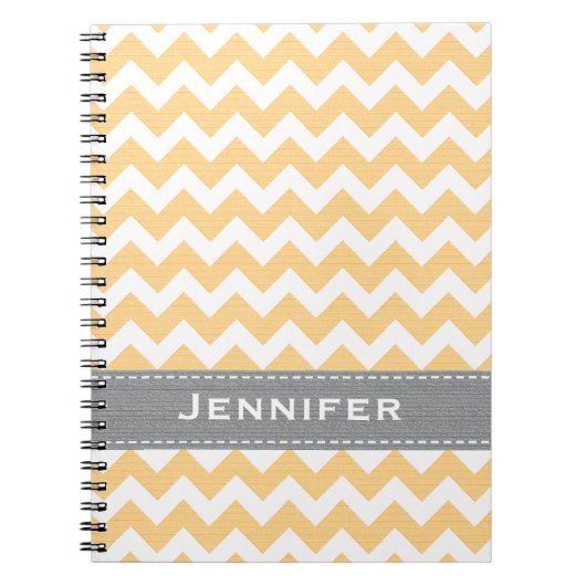 Geel en grijs Chevron Spiral Notebook Journal Notitieboek (Voorkant)