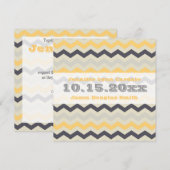 Geel en grijs Chevron Stripe Wedding Invitations Kaart (Voorkant / Achterkant)