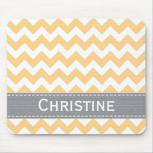 Geel en grijs Chevron Striped Mousepad Muismat