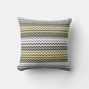 Geel en grijs Chevron Zigzag Stripe Patroon Kussen