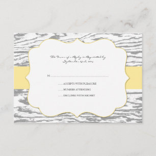 Geel en grijs Chic Wood Grain Wedding rsvp