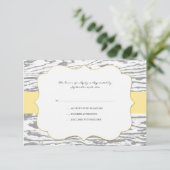 Geel en grijs Chic Wood Grain Wedding rsvp (Staand voorkant)