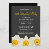 Geel en grijs Daffodil Flowers Birthday Party Kaart (Voorkant / Achterkant)