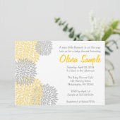 Geel en Grijs Dahlia Baby shower Uitnodiging (Staand voorkant)