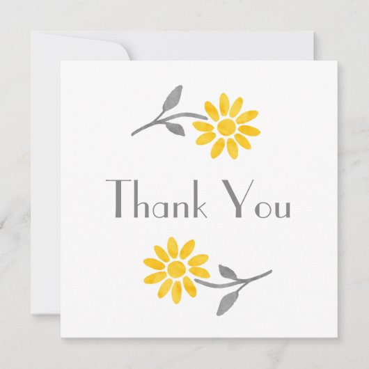 Geel en grijs Daisy Bedankkaart (Voorkant)