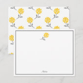 Geel en grijs Daisy Notitiekaartje (Voorkant / Achterkant)