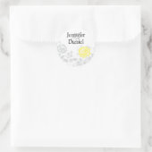 Geel en grijs Damask Envelope Seal Ronde Sticker (Tas)