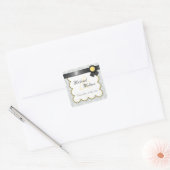 Geel en grijs Damask Wedding Favor Stickers (Envelop)