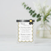Geel en grijs Damask Wedding Guest Reference Kaart (Staand voorkant)