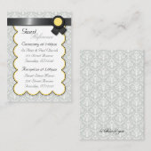 Geel en grijs Damask Wedding Guest Reference Kaart (Voorkant / Achterkant)