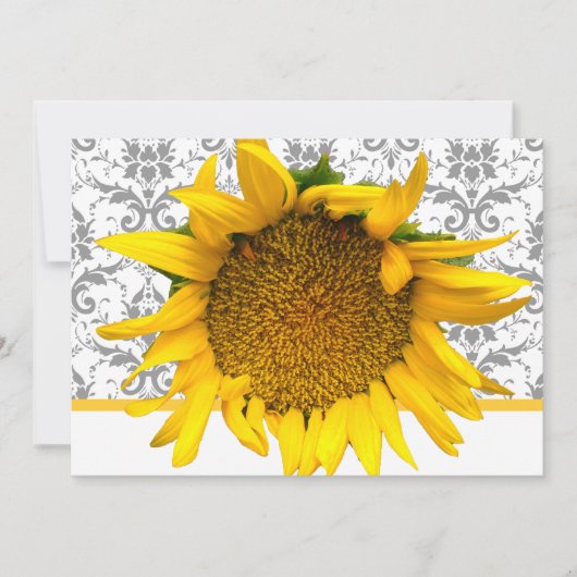 Geel en grijs Damask Wedding Kaart (Voorkant)