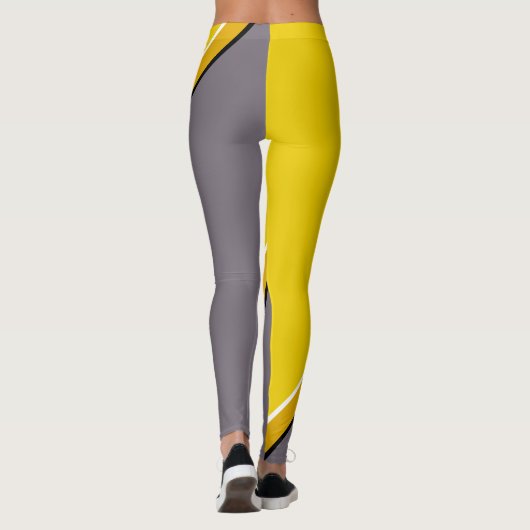 Geel en grijs diagonaal leggings (Achterkant)