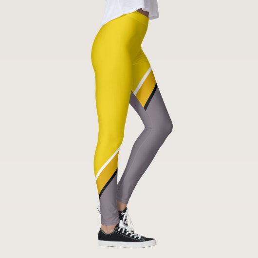 Geel en grijs diagonaal leggings (Rechts)