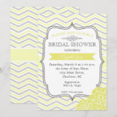 Geel en grijs  douche Uitnodiging (Voorkant / Achterkant)