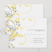 Geel en grijs dubbelbloemig huwelijk RSVP (Voorkant / Achterkant)