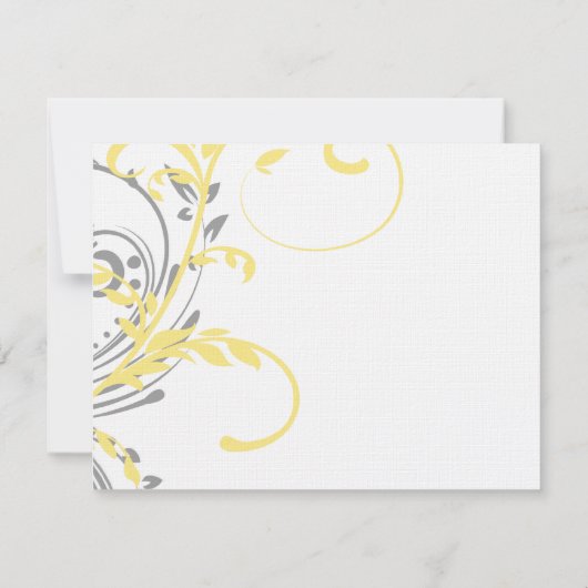 Geel en grijs dubbelbloemig huwelijk RSVP (Achterkant)