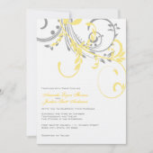 Geel en grijs dubbelbloemige bruiloft kaart (Voorkant)