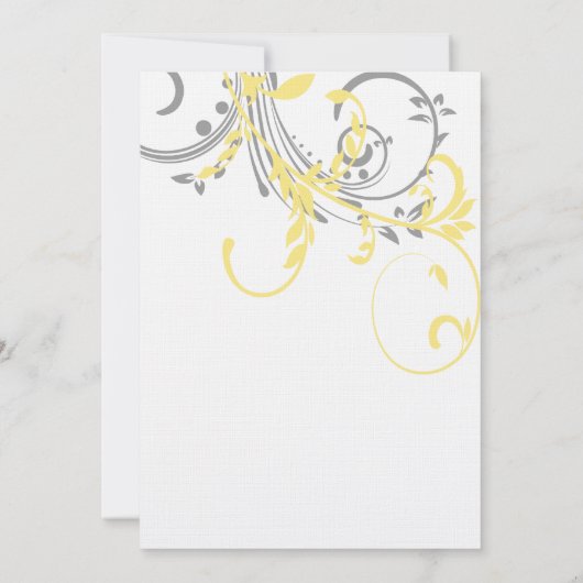 Geel en grijs dubbelbloemige bruiloft kaart (Achterkant)