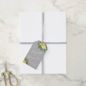Geel en grijs  Elegant Floral Wedding Cadeaulabel (Met Touw)
