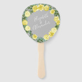Geel en grijs  Elegant Floral Wedding Handwaaier (Voorkant)
