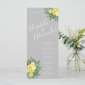 Geel en grijs  Elegant Floral Wedding Menu (Staand voorkant)