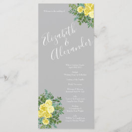 Geel en grijs  Elegant Floral Wedding Menu